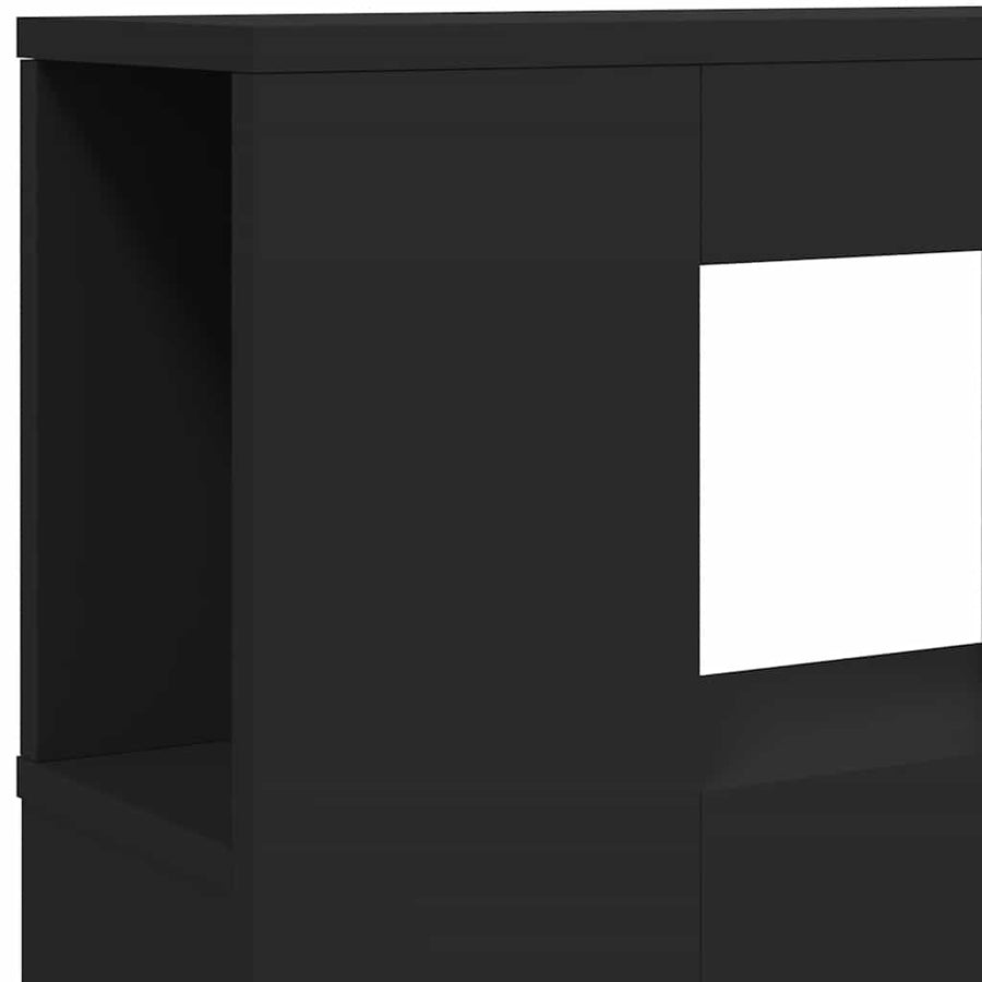 LED Headboard Black 220 cm Engineered Wood