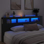 LED Headboard Black 220 cm Engineered Wood