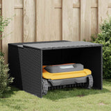 Robot Mower Garage Black 86x90x52/57 cm Poly Rattan - Side View