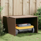 Robot Mower Garage Brown 86x90x52/57 cm Poly Rattan - Side View