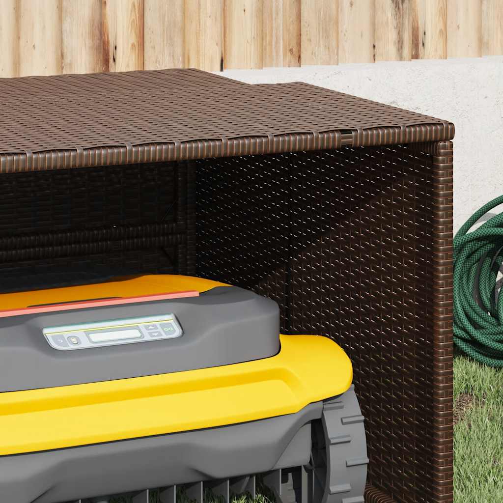Robot Mower Garage Brown 86x90x52/57 cm Poly Rattan