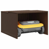 Robot Mower Garage Brown 86x90x52/57 cm Poly Rattan - 45-Degree Angle