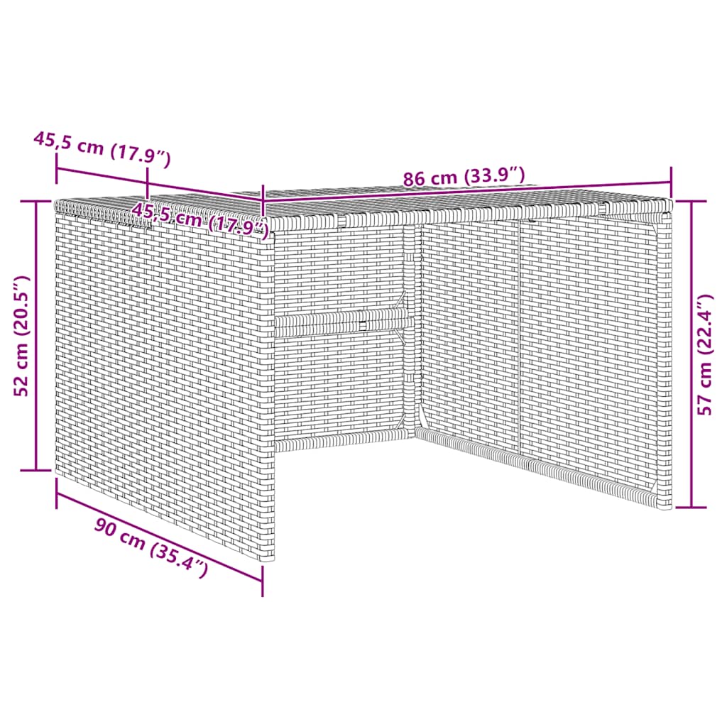Robot Mower Garage Brown 86x90x52/57 cm Poly Rattan