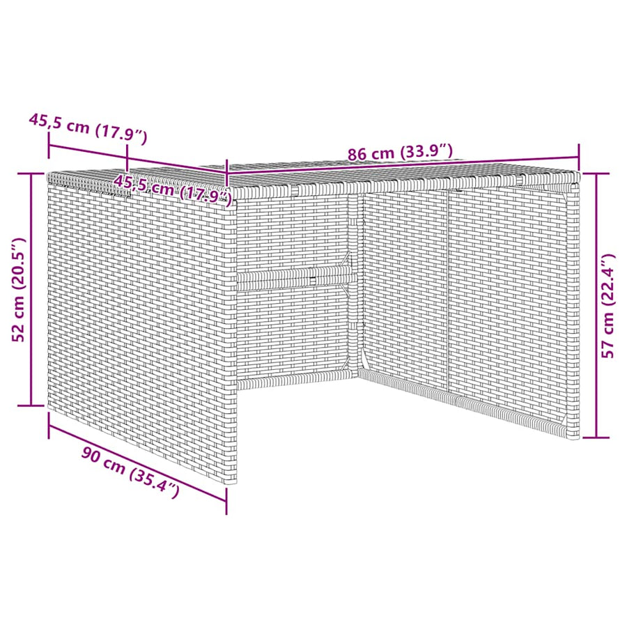 Robot Mower Garage Brown 86x90x52/57 cm Poly Rattan
