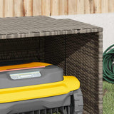 Robot Mower Garage Grey 86x90x52/57 cm Poly Rattan - Top-Down View