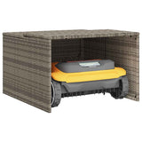 Robot Mower Garage Grey 86x90x52/57 cm Poly Rattan - 45-Degree Angle