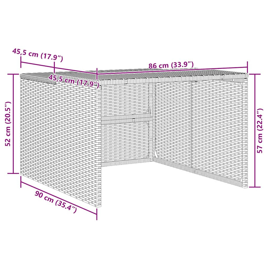 Robot Mower Garage Grey 86x90x52/57 cm Poly Rattan