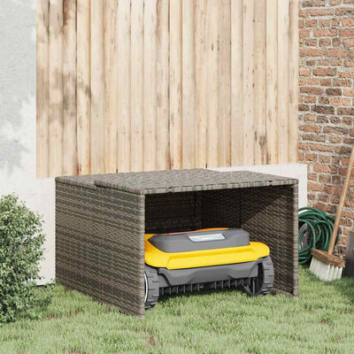 Robot Mower Garage Grey 86x90x52/57 cm Poly Rattan