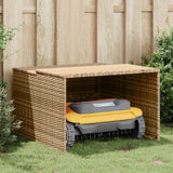 Robot Mower Garage Beige 86x90x52/57 cm Poly Rattan - Side View