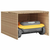 Robot Mower Garage Beige 86x90x52/57 cm Poly Rattan - 45-Degree Angle