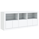 Sideboard with LED Lights White 162x37x67 cm - 45-Degree Angle