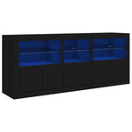 Sideboard with LED Lights Black 162x37x67 cm