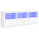 Sideboard with LED Lights White 181.5x37x67 cm - Front View