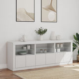 Sideboard with LED Lights White 181.5x37x67 cm - Side View