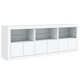 Sideboard with LED Lights White 181.5x37x67 cm - 45-Degree Angle