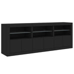 Sideboard with LED Lights Black 181.5x37x67 cm