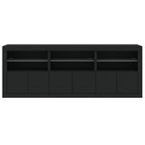 Sideboard with LED Lights Black 181.5x37x67 cm