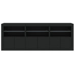 Sideboard with LED Lights Black 181.5x37x67 cm