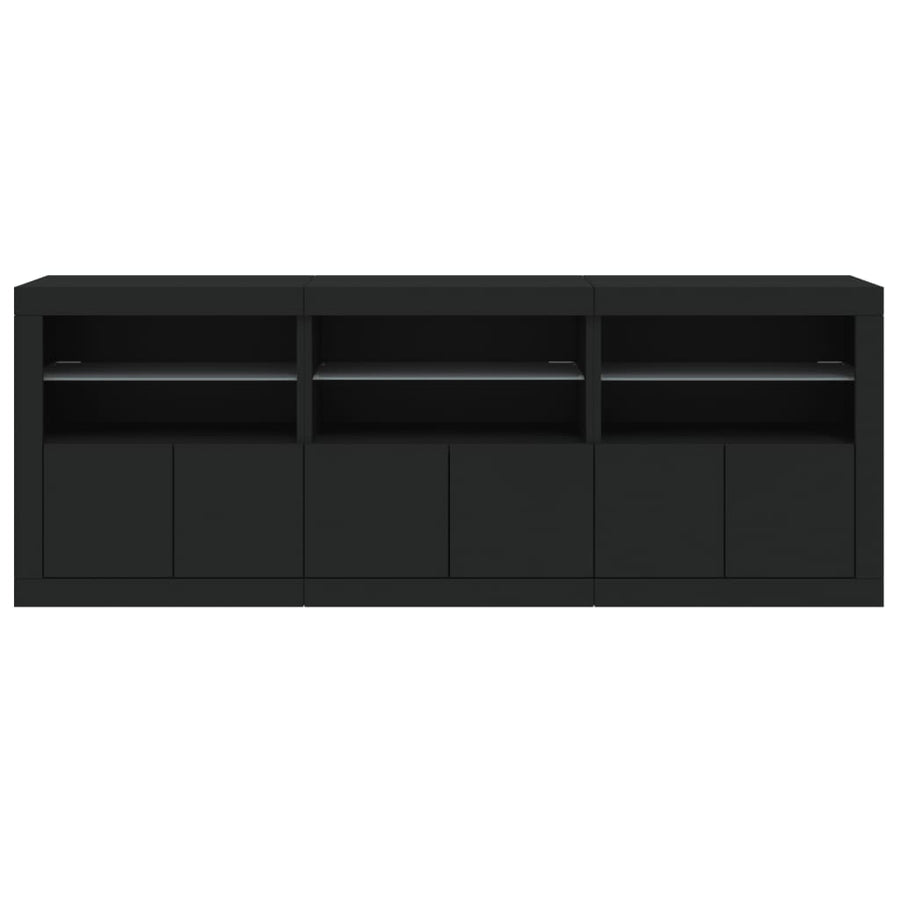 Sideboard with LED Lights Black 181.5x37x67 cm