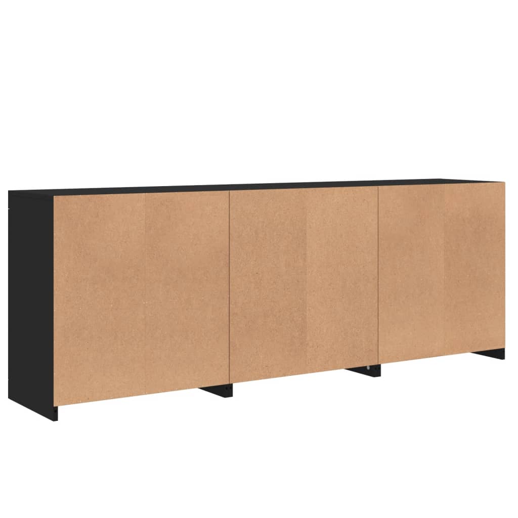Sideboard with LED Lights Black 181.5x37x67 cm