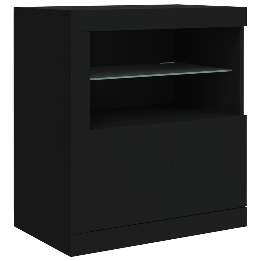 Sideboard with LED Lights Black 181.5x37x67 cm