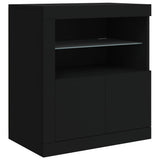 Sideboard with LED Lights Black 181.5x37x67 cm