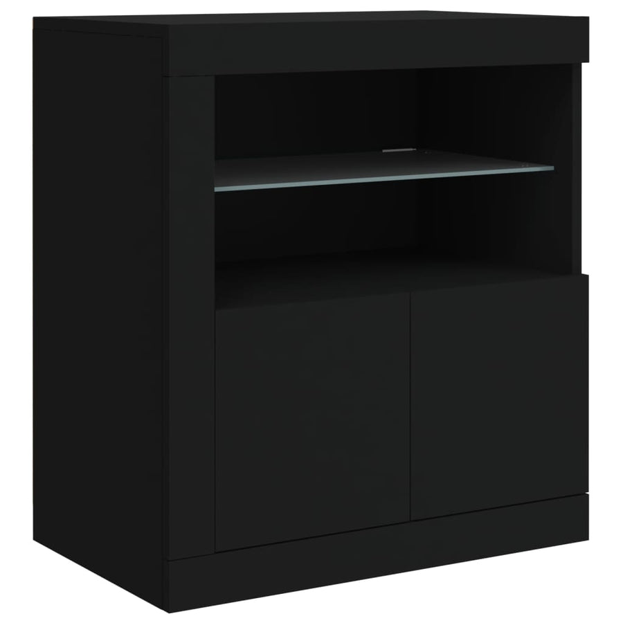 Sideboard with LED Lights Black 181.5x37x67 cm