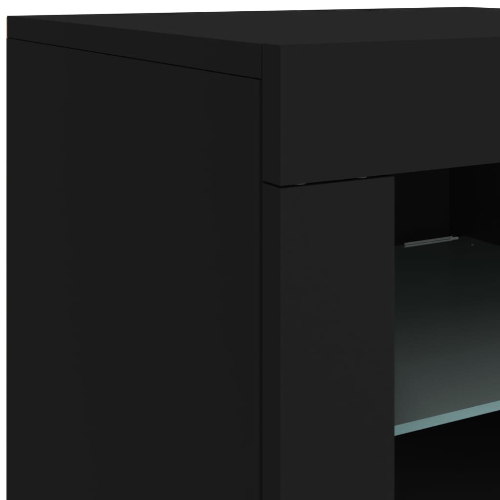 Sideboard with LED Lights Black 181.5x37x67 cm