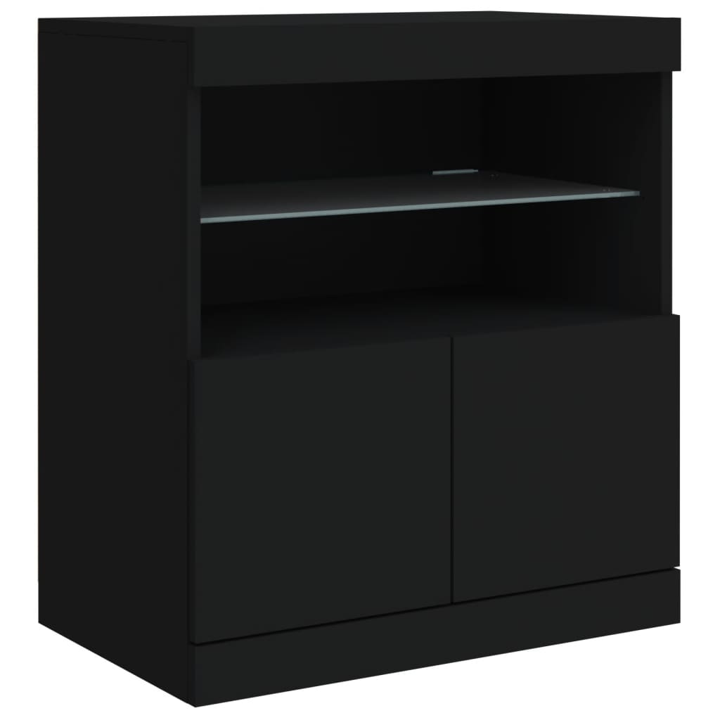 Sideboard with LED Lights Black 181.5x37x67 cm