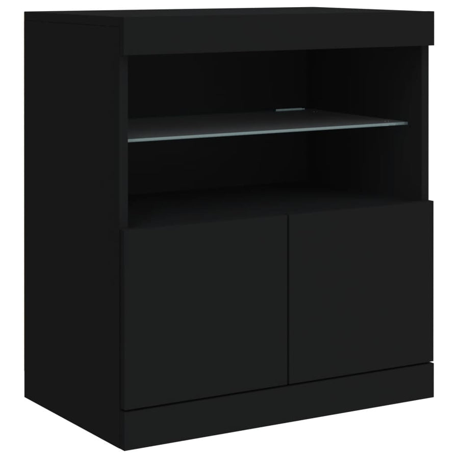 Sideboard with LED Lights Black 181.5x37x67 cm