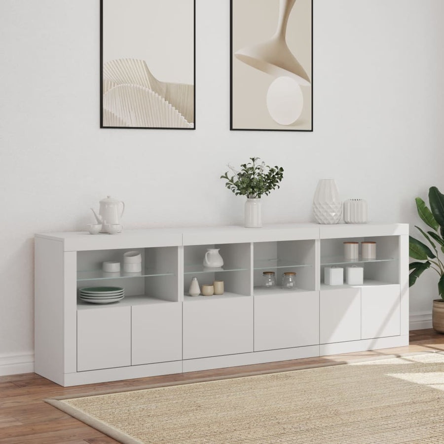 Sideboard with LED Lights White 202x37x67 cm