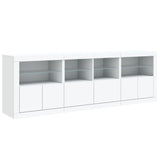 Sideboard with LED Lights White 202x37x67 cm - 45-Degree Angle