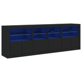Sideboard with LED Lights Black 202x37x67 cm