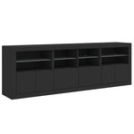 Sideboard with LED Lights Black 202x37x67 cm