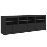 Sideboard with LED Lights Black 202x37x67 cm - 45-Degree Angle
