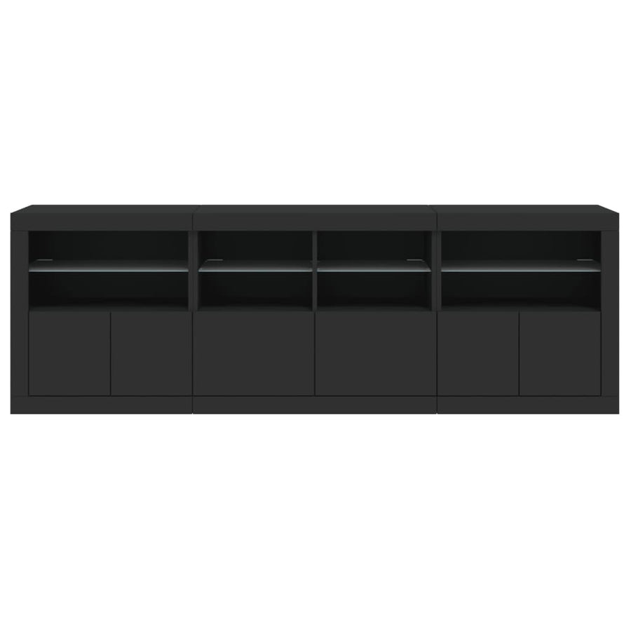 Sideboard with LED Lights Black 202x37x67 cm