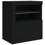 Sideboard with LED Lights Black 202x37x67 cm - Extra Image