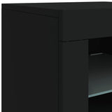 Sideboard with LED Lights Black 202x37x67 cm - Extra Image