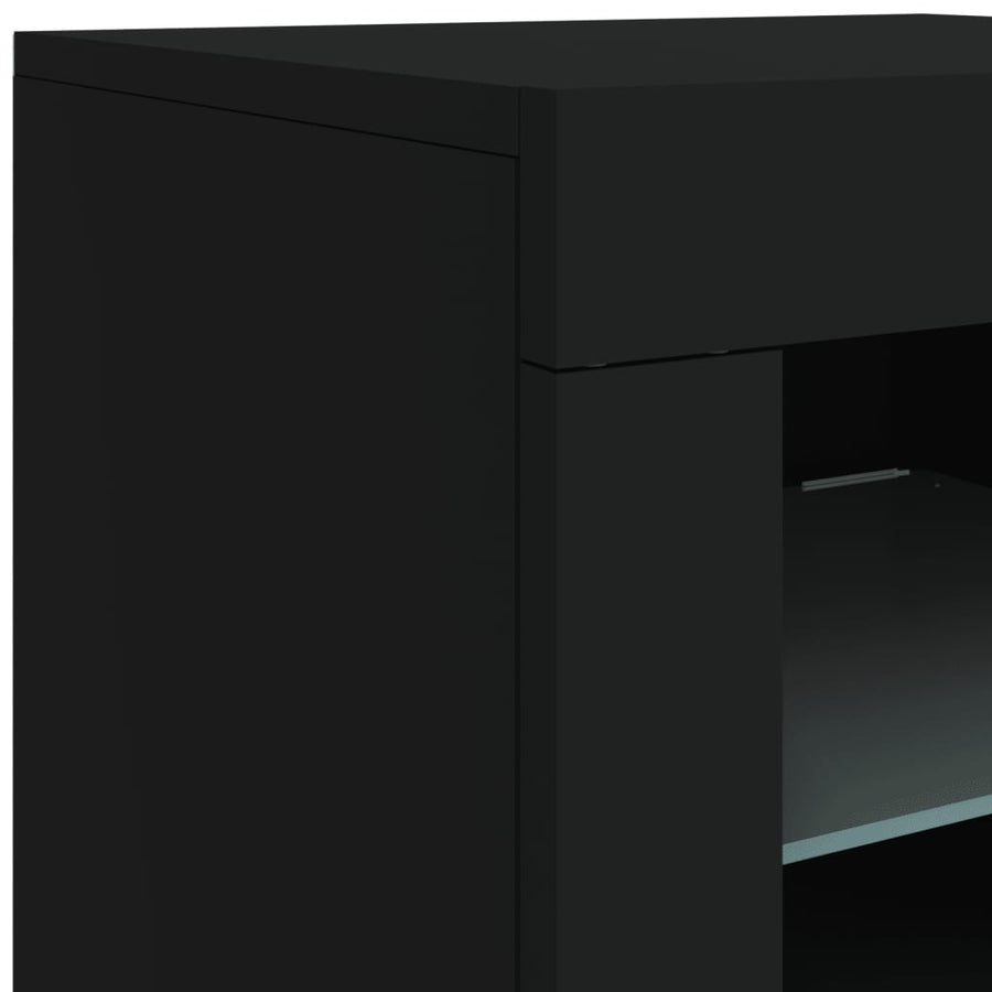 Sideboard with LED Lights Black 202x37x67 cm