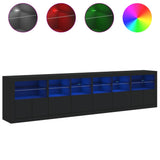 Sideboard with LED Lights Black 283x37x67 cm - 45-Degree Angle
