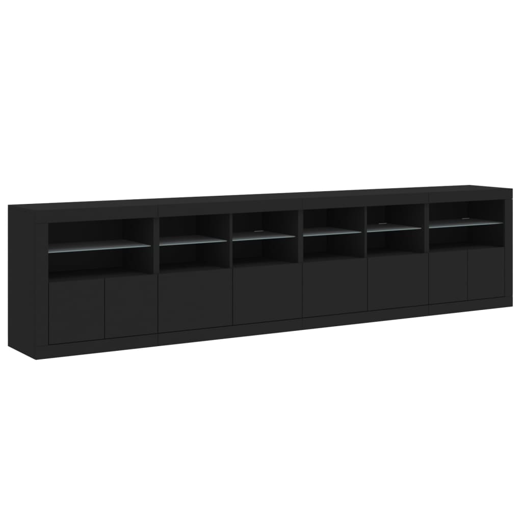 Sideboard with LED Lights Black 283x37x67 cm
