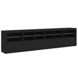 Sideboard with LED Lights Black 283x37x67 cm - Rear View