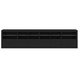 Sideboard with LED Lights Black 283x37x67 cm - Close-Up Angle