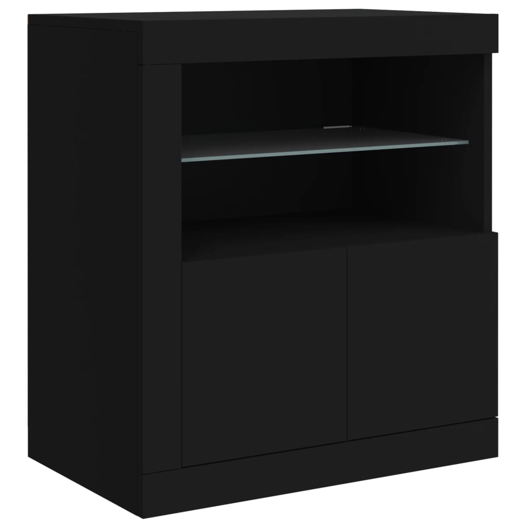 Sideboard with LED Lights Black 283x37x67 cm