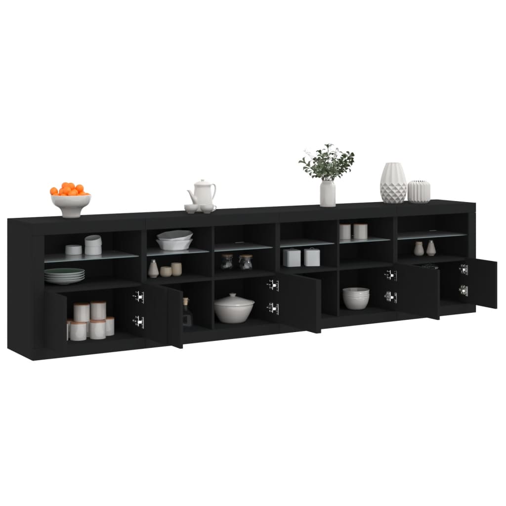 Sideboard with LED Lights Black 283x37x67 cm