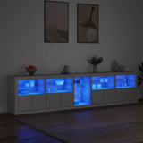 Sideboard with LED Lights White 283x37x67 cm - Front View