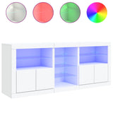Sideboard with LED Lights White 162x37x67 cm - 45-Degree Angle