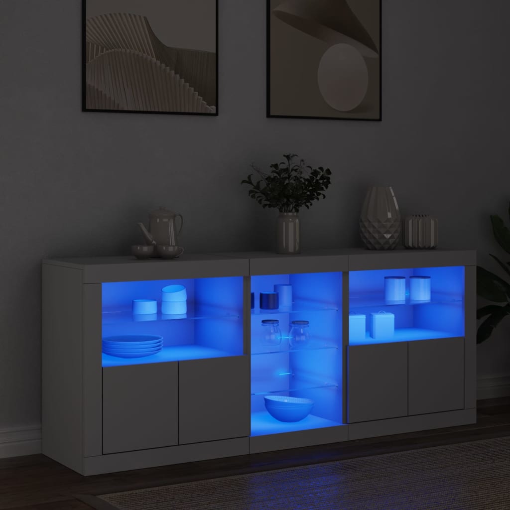 Sideboard with LED Lights White 162x37x67 cm