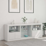 Sideboard with LED Lights White 181.5x37x67 cm - Side View