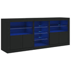 Sideboard with LED Lights Black 181.5x37x67 cm